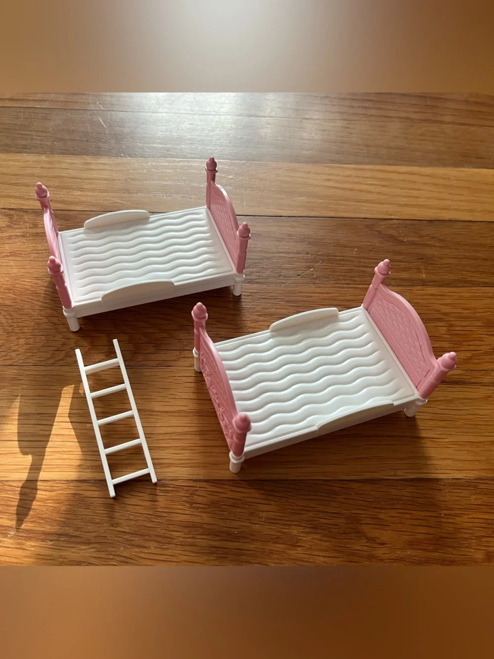 Pair of White and Pink Doll Beds with Ladder